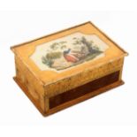 A French bonbonniere sewing box, circa 1840, of rectangular form with panels of brown velvet