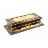 A papier mache netting box by Jennens and Bettridge, circa 1850, of rectangular form, the inward