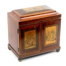An early Tunbridge ware rosewood, print decorated and inlaid table cabinet attributed to George