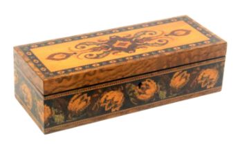 A Tunbridge ware box in exotic veneer,
