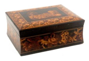 A Tunbridge ware coromandel wood sewing box, of rectangular form, the concave sides with a broad