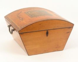 An early Tunbridge ware satinwood print decorated and inlaid box, of rectangular tapering form,
