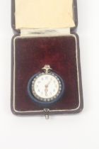 A late 19th Century enamel and stone set lady's fob watch, enamel dial with a border of stones,