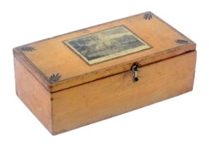 A rare paint box relating to the early Tunbridge trade, in whitewood with print and paint
