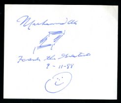 Muhammad Ali -1988 - Autographed dedication with the date 9-11-88 on a piece of paper. 15 x 12 cm.