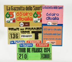 Giro d'Italia e Tour de France - 1974/1982 - Five 'identification plates' for cars or motorcycles