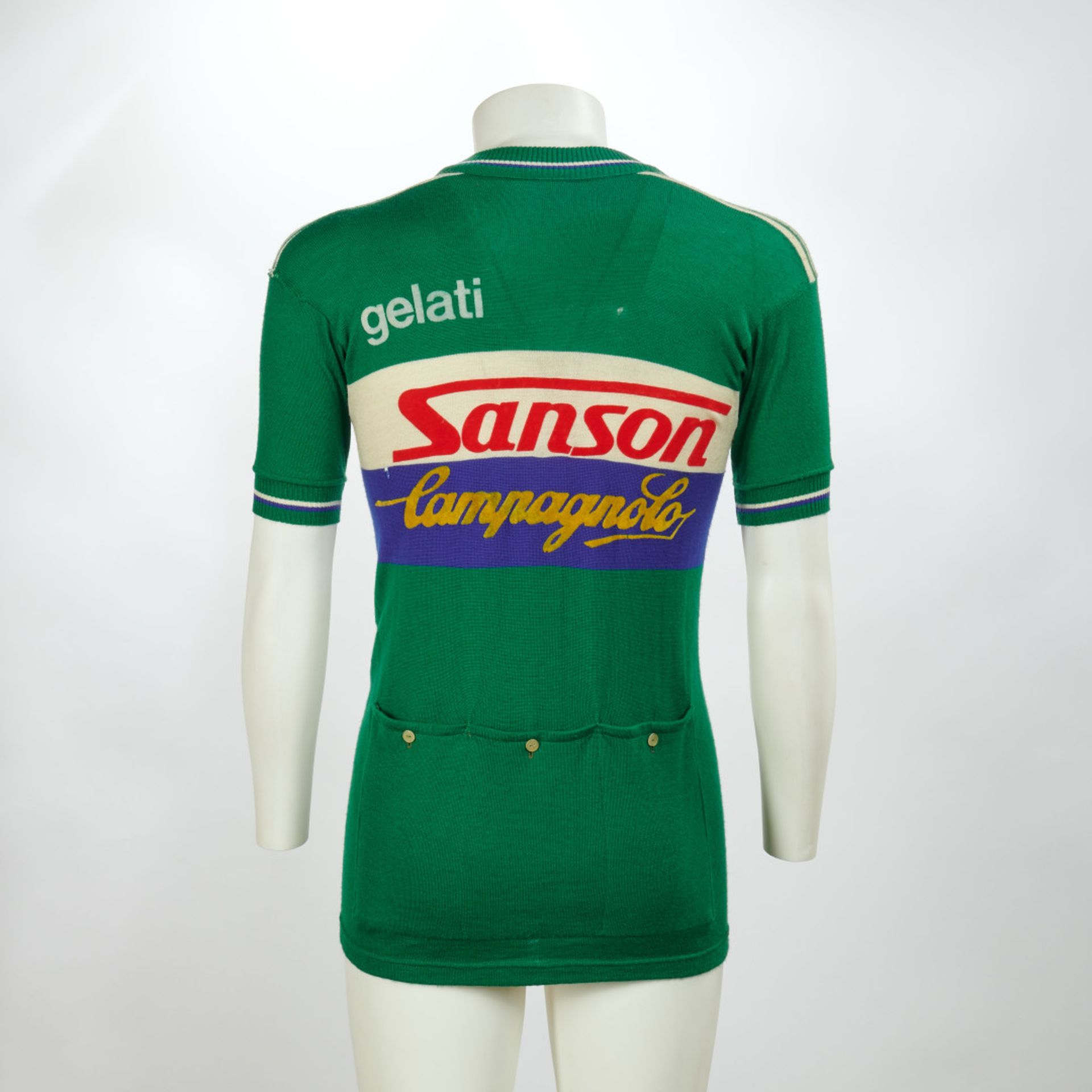 Team Sanson - Campagnolo - Anni '70 - Montefibre jersey, size 3. Applied flock sponsors. Provenance: - Bild 2 aus 2