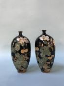 A pair of Japanese cloisonné vases, 18cm high