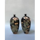 A pair of Japanese cloisonné vases, 18cm high
