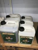 Two 10 litres and three 5 litres Monkey Nutrients