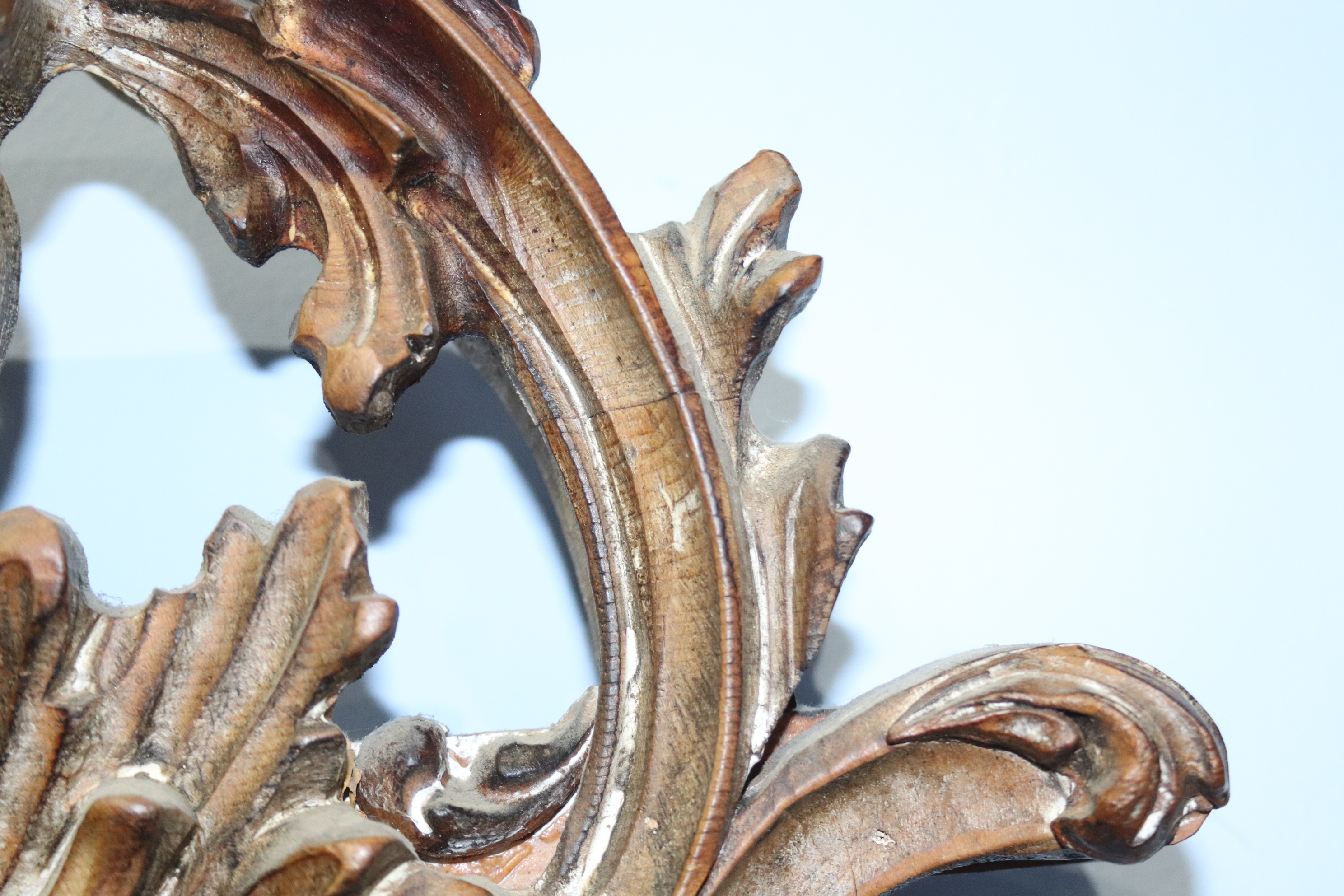 A large ornate carved pine decorative mirror, surmounted by an eagle with acanthus and scrolls, - Image 4 of 6