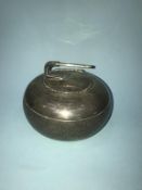 A silver inkwell in the form of a curling stone, 7oz, Birmingham 1931