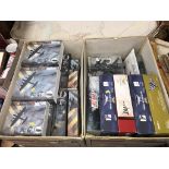 A collection of boxed Die Cast model planes, in two boxes