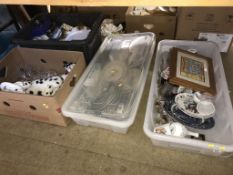 Four boxes of assorted glass and china