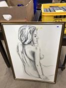 A charcoal nude portrait