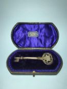 A silver key celebrating the opening of the Monkwearmouth Working Mans Club, 31st August 1912
