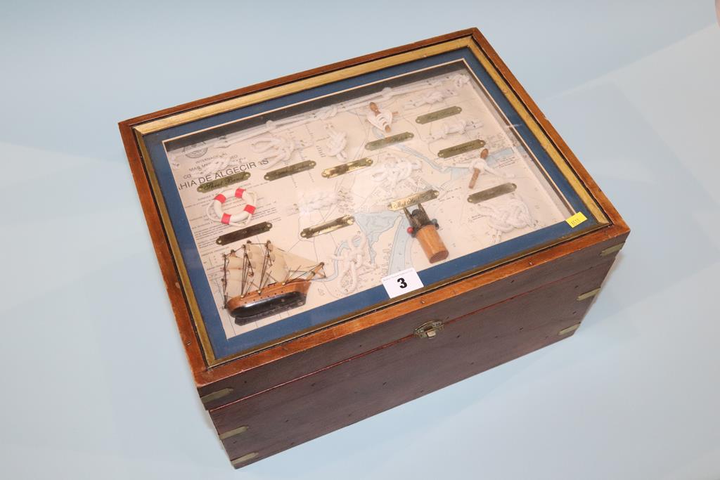 A walnut parquetry work box, a carved wood box and two others - Image 6 of 6