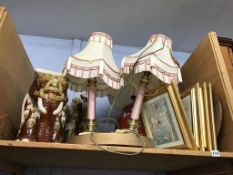 Various lamps and prints etc.