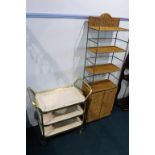 Wicker shelving unit and a tea trolley