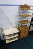 Wicker shelving unit and a tea trolley
