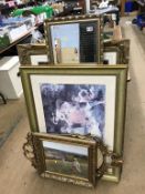 Various gilt framed pictures and mirrors