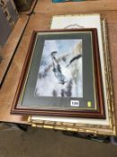 Two framed Oriental panels and a print