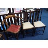 A mahogany corner chair and two others