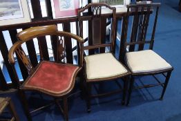 A mahogany corner chair and two others