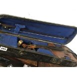 A violin and bow, in fitted hard case