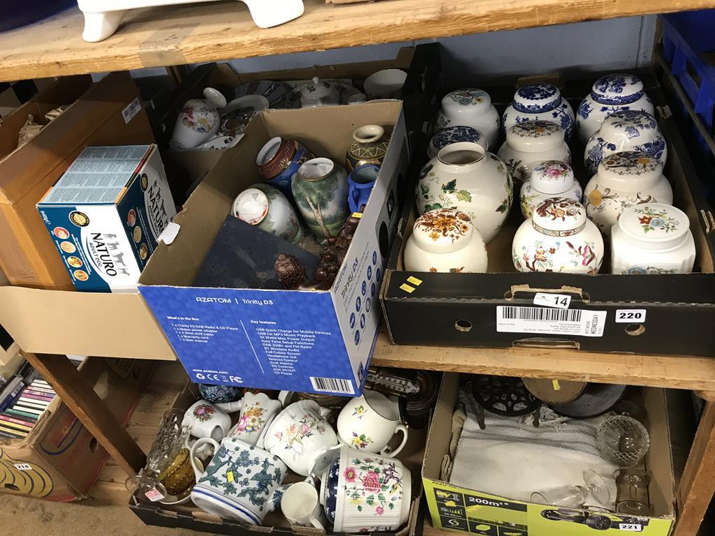 A shelf of assorted china