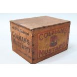 A small pine box advertising 'Colman's Mustard', 21.5cm wide