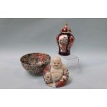 A Buddha and two pieces of Oriental china