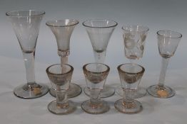 Eight various clear glass glasses