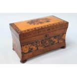 A 19th century Tunbridge Ware rosewood tea caddy, 21cm wide