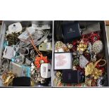 A large quantity of costume jewellery, in two trays