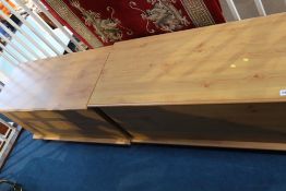 A pair of pine effect blanket boxes