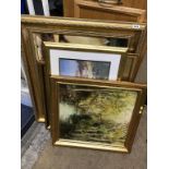 Gilt framed oils and prints etc.