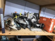 Various tools, to include a saw and pump etc.