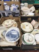 Four trays of assorted china, to include Ringtons etc.