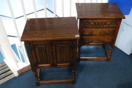 An oak 'Old Charm' bedside cabinet and chest (2)