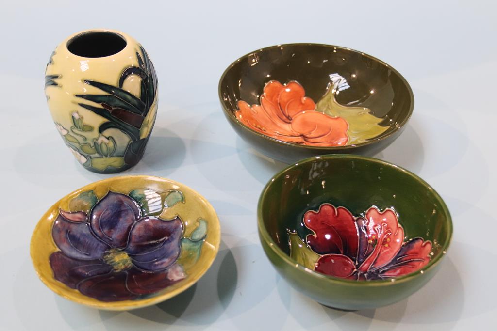 Three modern Moorcroft dishes and a small vase - Image 2 of 2