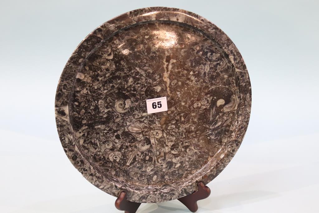 A polished circular fossilized frosterley marble plate - Image 2 of 2
