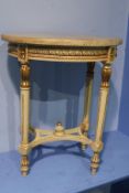 A marble top side table