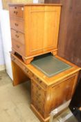 A yew desk and filing cabinet