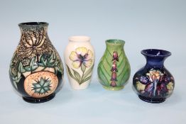 Four modern Moorcroft vases