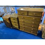 Three pine chests of drawers