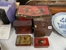 A collection of five Biscuit tins, various