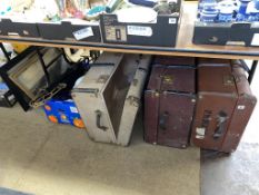 Box of assorted and three trunks
