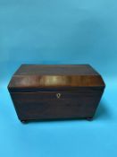 A 19th century mahogany tea caddy, 31cm wide