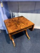 A mahogany tripod table and a small walnut drop leaf table